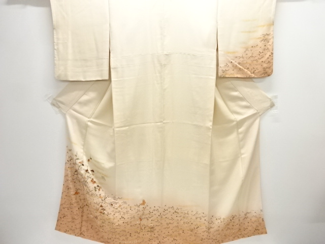 JAPANESE KIMONO / HOMONGI / SILK / EMBROIDERY / BUTTERFLY & FLOWERS
